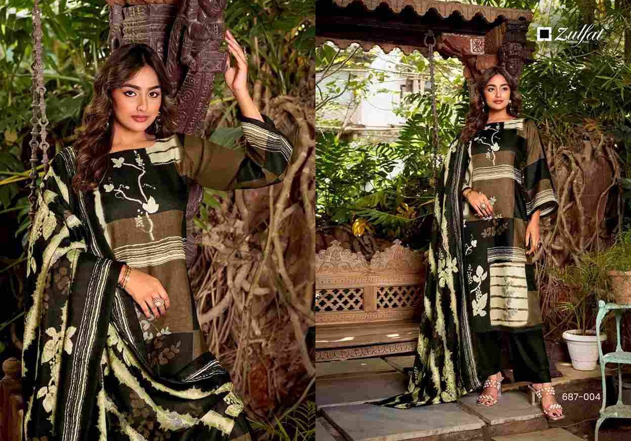Begum By Zulfat 687-001 To 687-006 Series Beautiful Festive Suits Stylish Fancy Colorful Casual Wear & Ethnic Wear Pure Pashmina Print Dresses At Wholesale Price