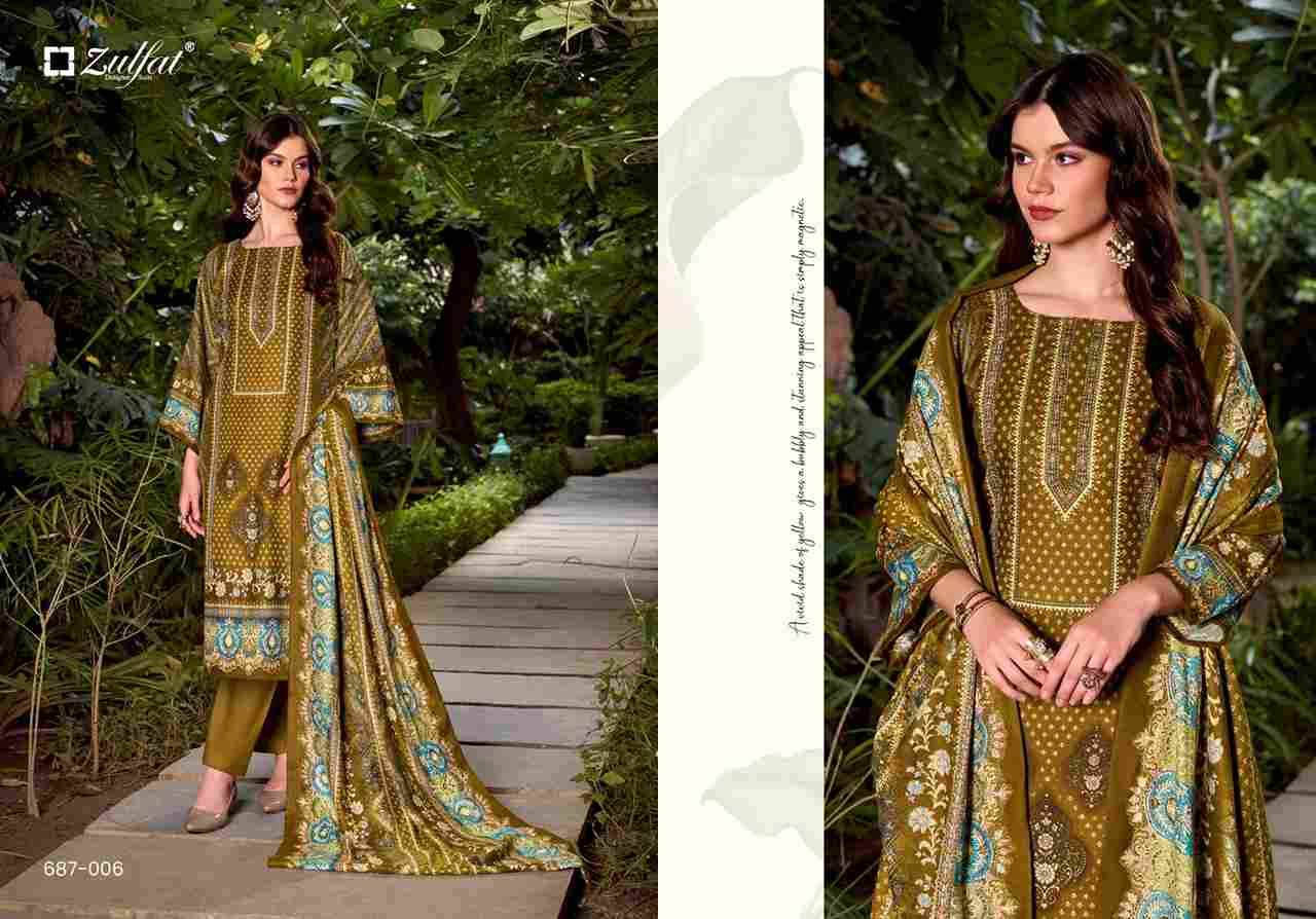 Begum By Zulfat 687-001 To 687-006 Series Beautiful Festive Suits Stylish Fancy Colorful Casual Wear & Ethnic Wear Pure Pashmina Print Dresses At Wholesale Price
