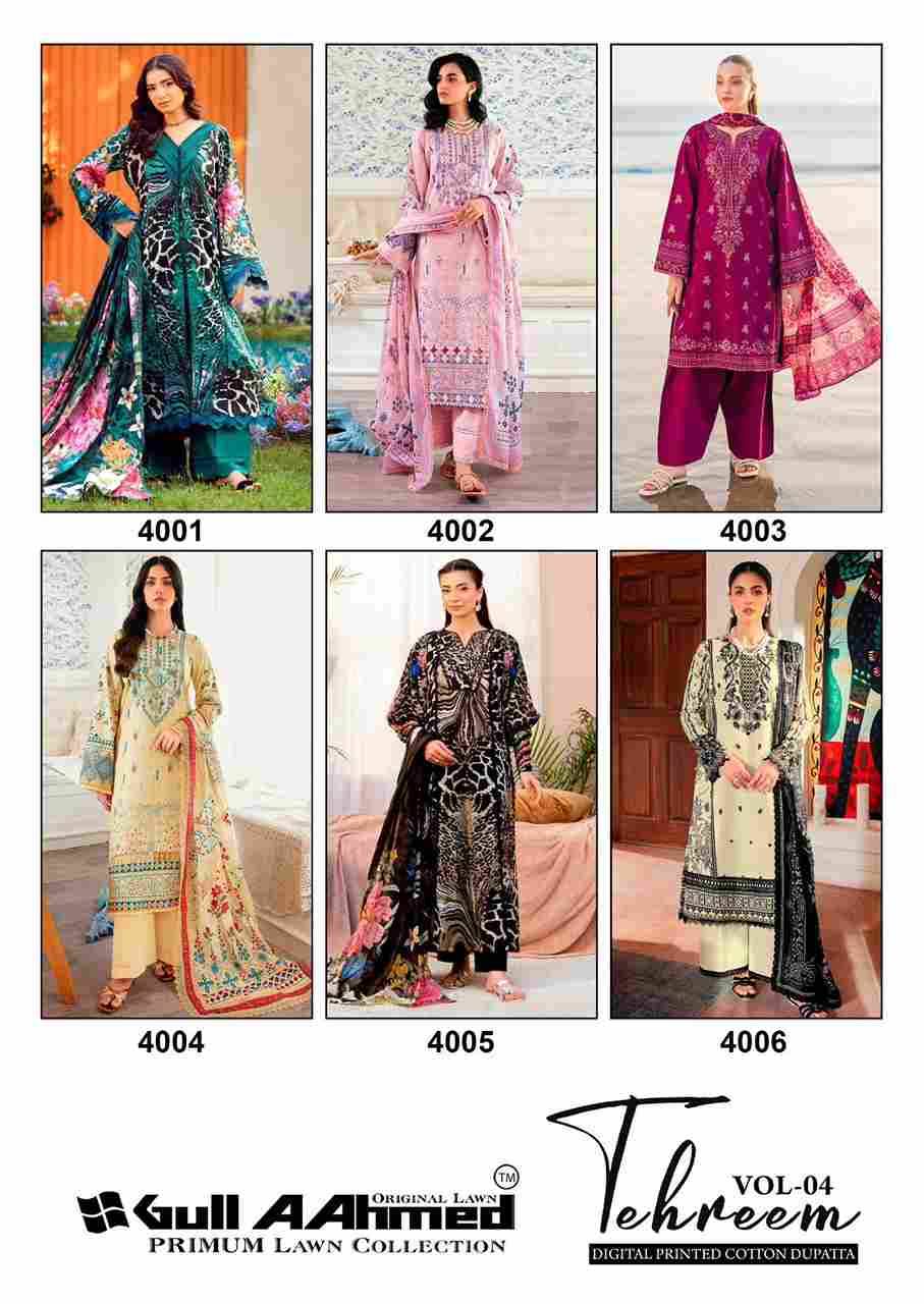 Tehreem Vol-4 By Gull Aahmed 4001 To 4006 Series Beautiful Festive Suits Stylish Fancy Colorful Casual Wear & Ethnic Wear Pure Lawn Dresses At Wholesale Price