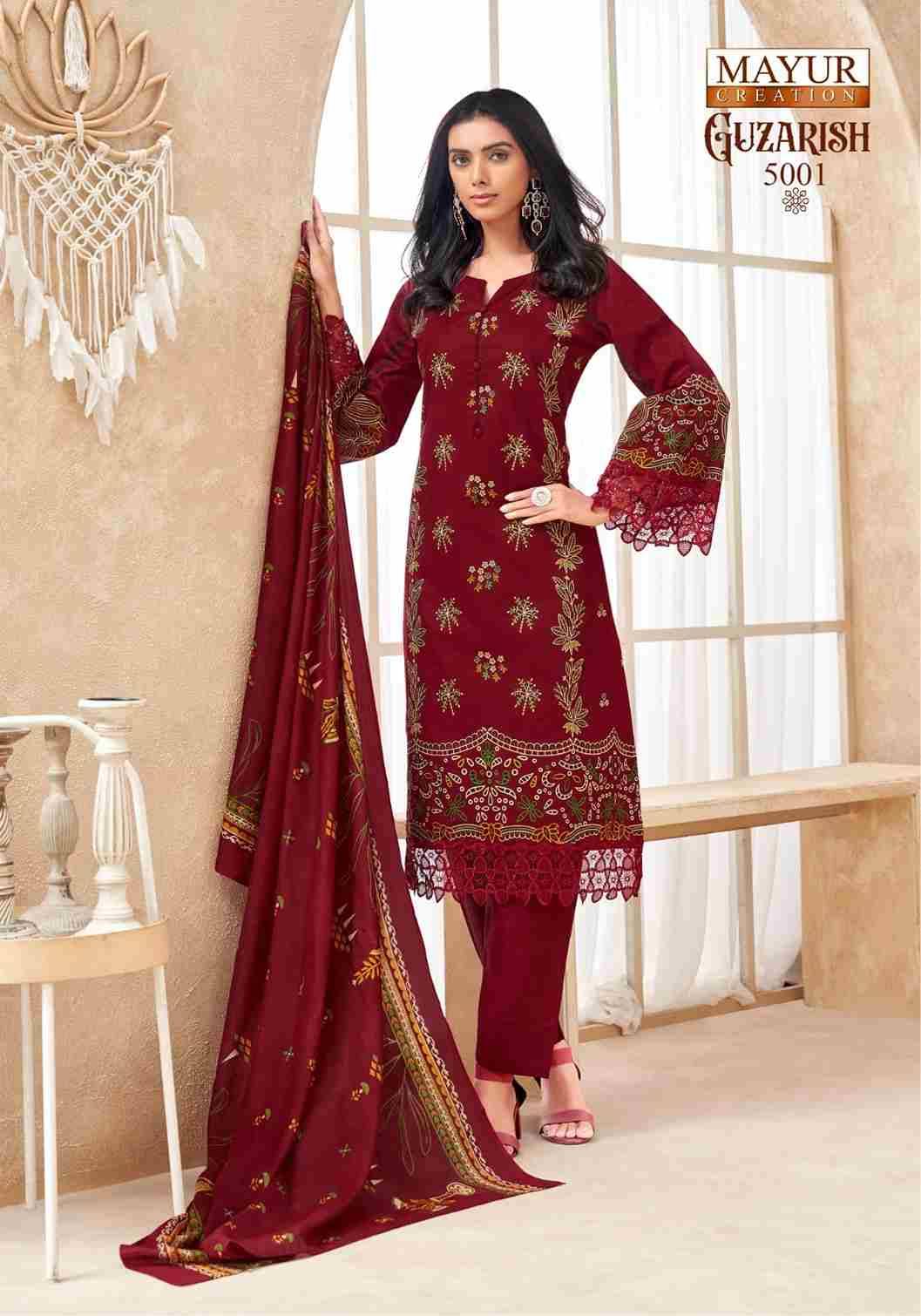 Guzarish Vol-5 By Mayur Creation 5001 To 5008 Series Beautiful Festive Suits Stylish Fancy Colorful Casual Wear & Ethnic Wear Pure Cotton Print Dresses At Wholesale Price