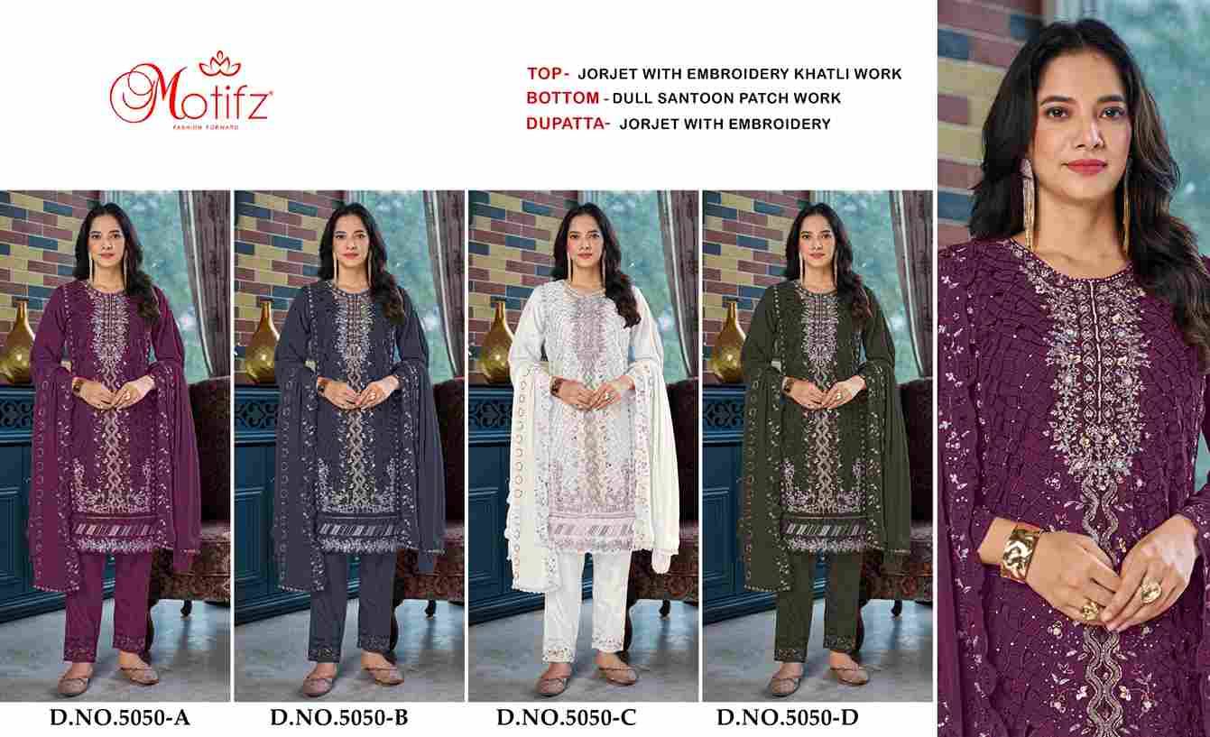 Motifz Hit Design 5050 Colours By Motifz 5050-A To 5050-D Series Beautiful Pakistani Suits Colorful Stylish Fancy Casual Wear & Ethnic Wear Georgette Dresses At Wholesale Price
