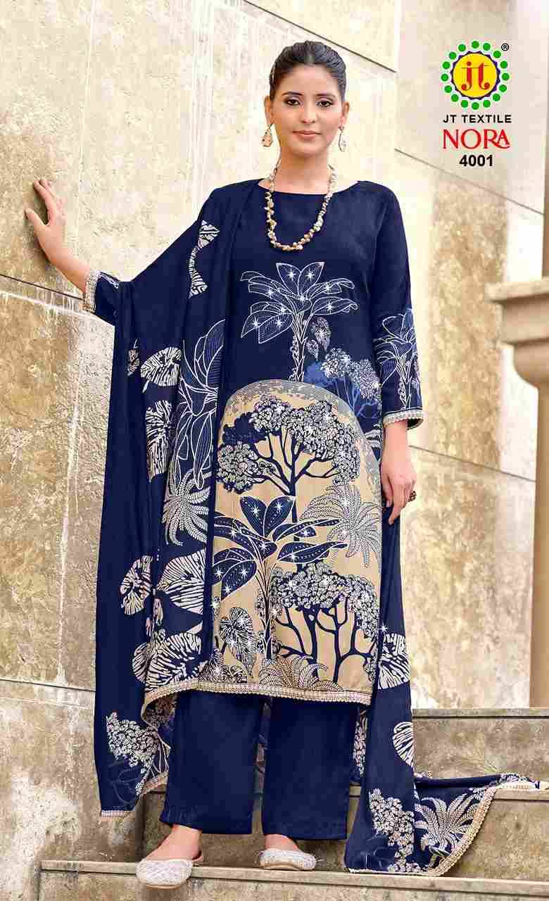 Nora Vol-4 By JT 4001 To 4005 Series Beautiful Festive Suits Colorful Stylish Fancy Casual Wear & Ethnic Wear Rayon Dresses At Wholesale Price