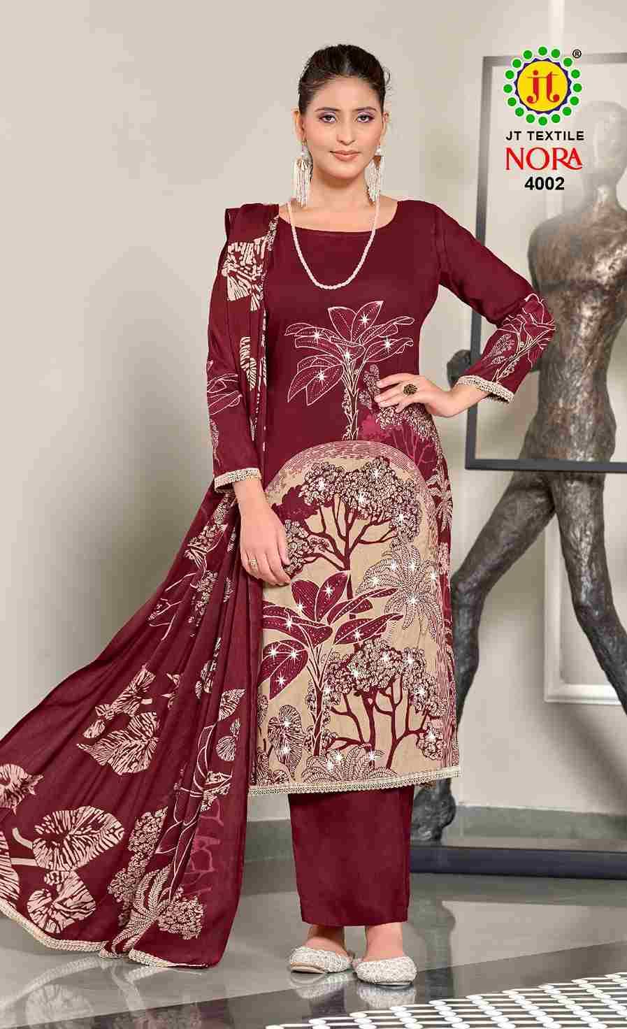 Nora Vol-4 By JT 4001 To 4005 Series Beautiful Festive Suits Colorful Stylish Fancy Casual Wear & Ethnic Wear Rayon Dresses At Wholesale Price