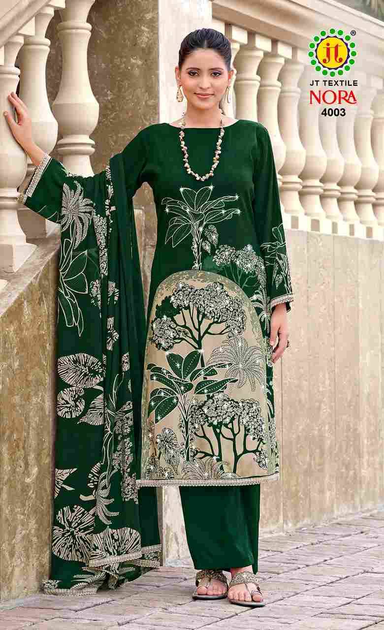 Nora Vol-4 By JT 4001 To 4005 Series Beautiful Festive Suits Colorful Stylish Fancy Casual Wear & Ethnic Wear Rayon Dresses At Wholesale Price