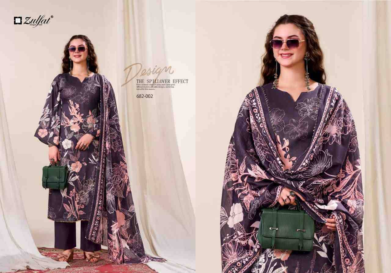 Latifa By Zulfat 682-001 To 682-004 Series Beautiful Festive Suits Stylish Fancy Colorful Casual Wear & Ethnic Wear Pure Jam Cotton Print Dresses At Wholesale Price
