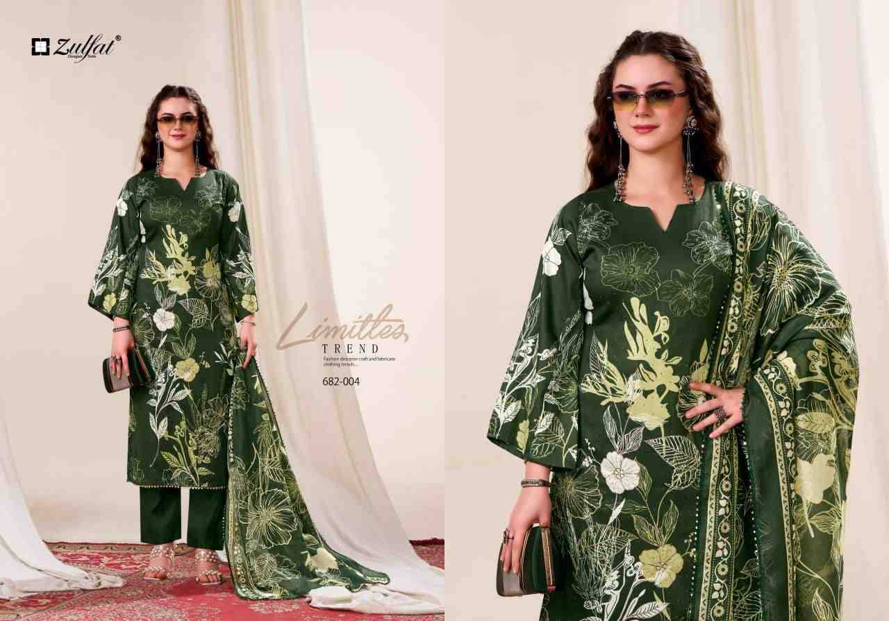 Latifa By Zulfat 682-001 To 682-004 Series Beautiful Festive Suits Stylish Fancy Colorful Casual Wear & Ethnic Wear Pure Jam Cotton Print Dresses At Wholesale Price