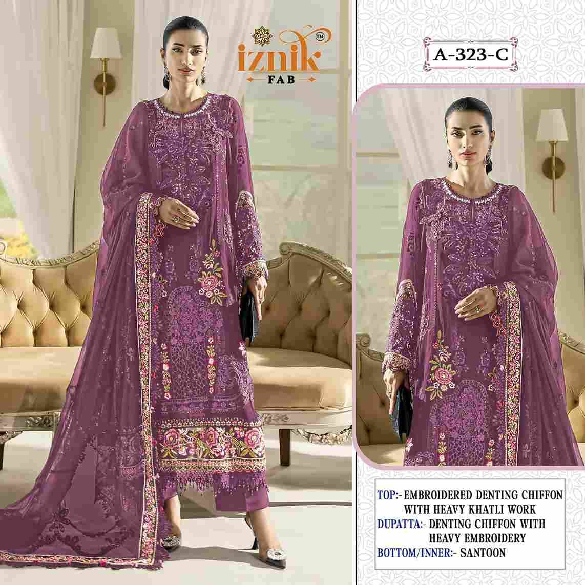 Iznik 323 Colours By Iznik Fab 323-A To 323-D Series Designer Pakistani Suits Beautiful Stylish Fancy Colorful Party Wear & Occasional Wear Chiffon With Embroidery Dresses At Wholesale Price