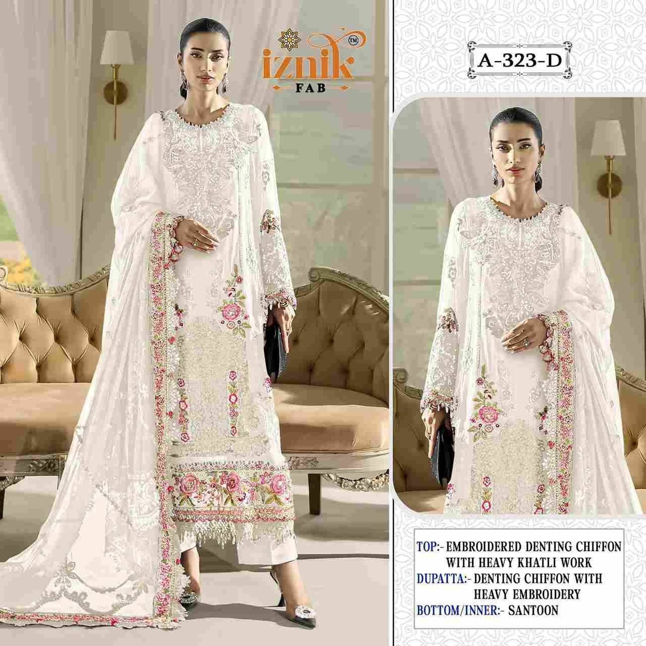 Iznik 323 Colours By Iznik Fab 323-A To 323-D Series Designer Pakistani Suits Beautiful Stylish Fancy Colorful Party Wear & Occasional Wear Chiffon With Embroidery Dresses At Wholesale Price