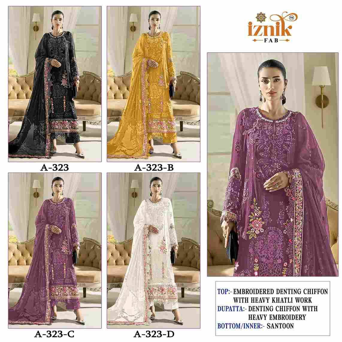 Iznik 323 Colours By Iznik Fab 323-A To 323-D Series Designer Pakistani Suits Beautiful Stylish Fancy Colorful Party Wear & Occasional Wear Chiffon With Embroidery Dresses At Wholesale Price