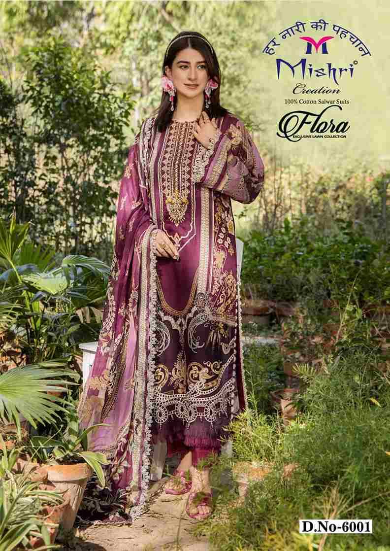 Flora Vol-6 By Mishri 6001 To 6006 Series Beautiful Suits Stylish Colorful Fancy Casual Wear & Ethnic Wear Lawn Cotton Print Dresses At Wholesale Price