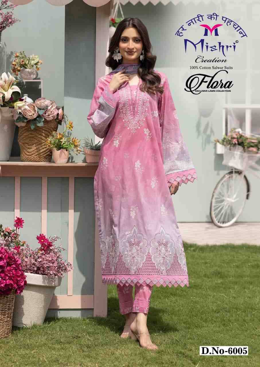 Flora Vol-6 By Mishri 6001 To 6006 Series Beautiful Suits Stylish Colorful Fancy Casual Wear & Ethnic Wear Lawn Cotton Print Dresses At Wholesale Price