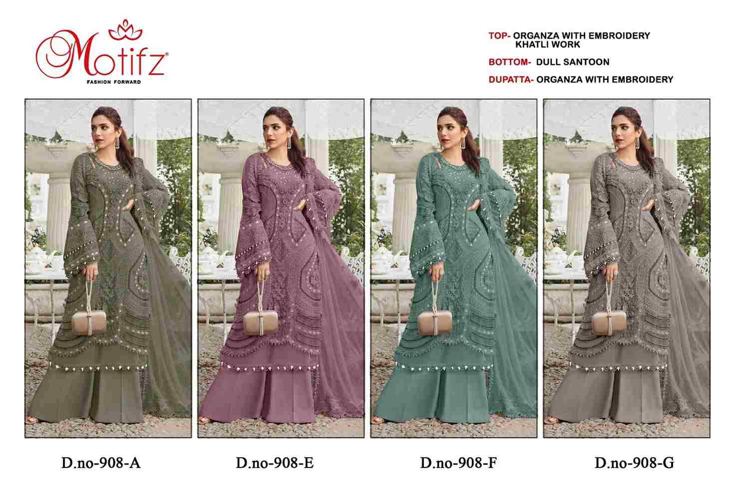 Motifz Hit Design 908 Colours By Motifz Beautiful Pakistani Suits Colorful Stylish Fancy Casual Wear & Ethnic Wear Organza Dresses At Wholesale Price