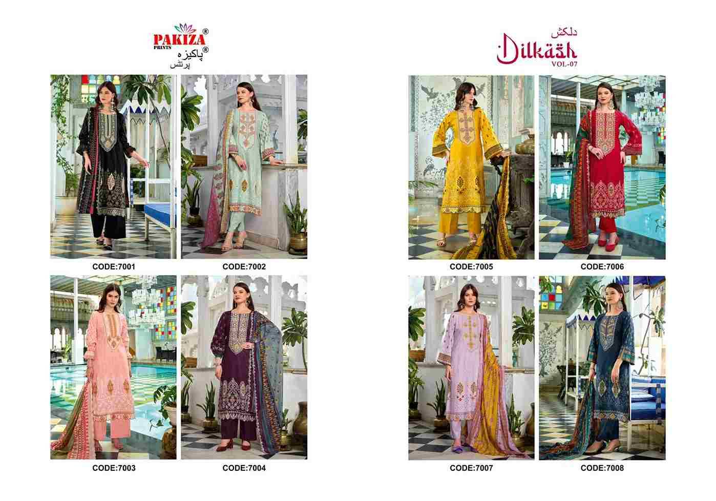 Dilkash Vol-7 By Pakiza Prints 7001 To 7008 Series Beautiful Festive Suits Stylish Fancy Colorful Party Wear & Occasional Wear Lawn Cotton Dresses At Wholesale Price