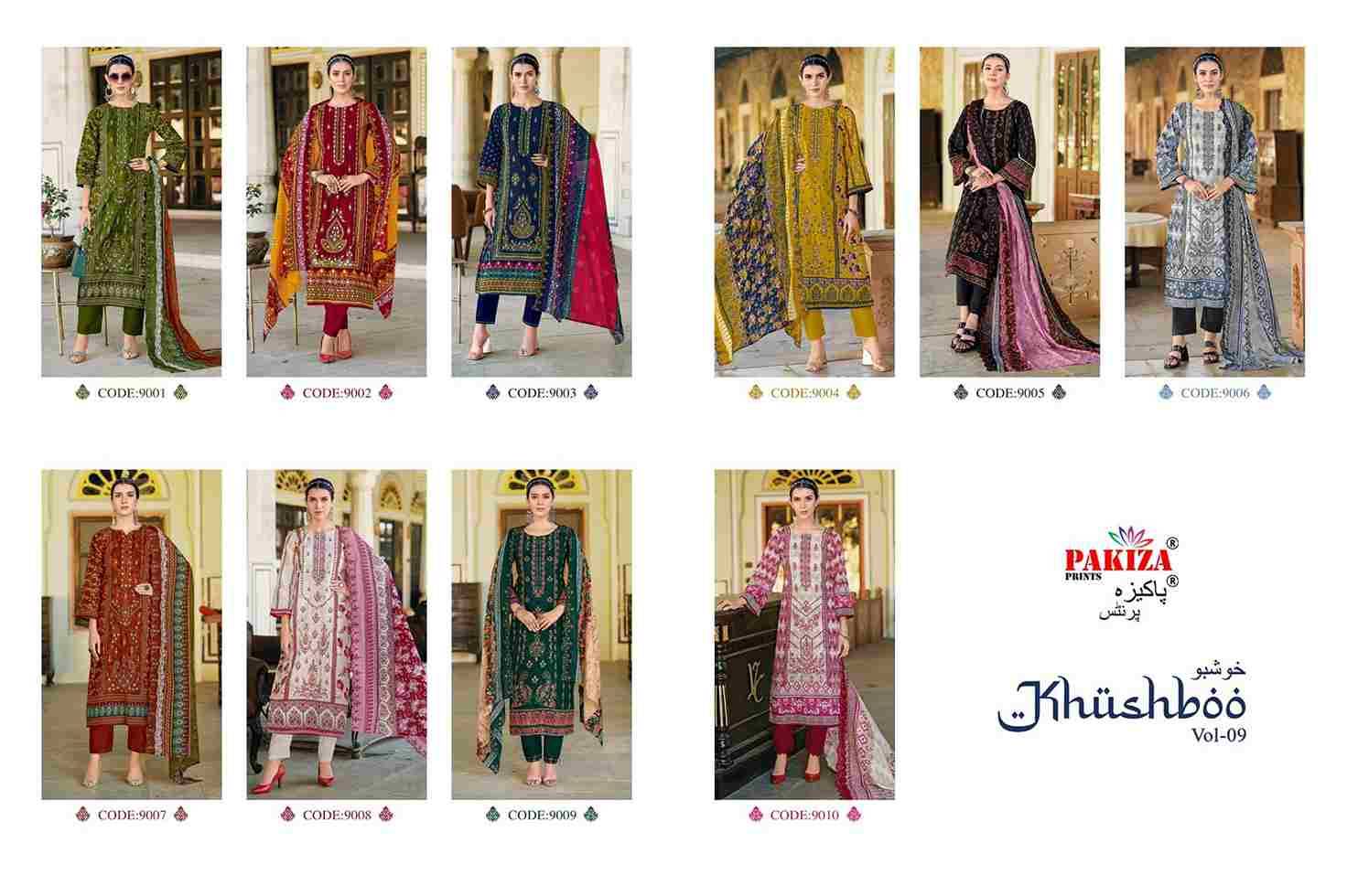 Khushboo Vol-9 By Pakiza Prints 9001 To 9010 Series Beautiful Festive Suits Stylish Fancy Colorful Party Wear & Occasional Wear Lawn Cotton Dresses At Wholesale Price