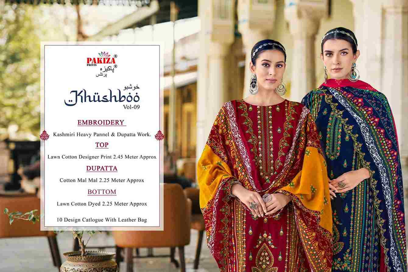 Khushboo Vol-9 By Pakiza Prints 9001 To 9010 Series Beautiful Festive Suits Stylish Fancy Colorful Party Wear & Occasional Wear Lawn Cotton Dresses At Wholesale Price