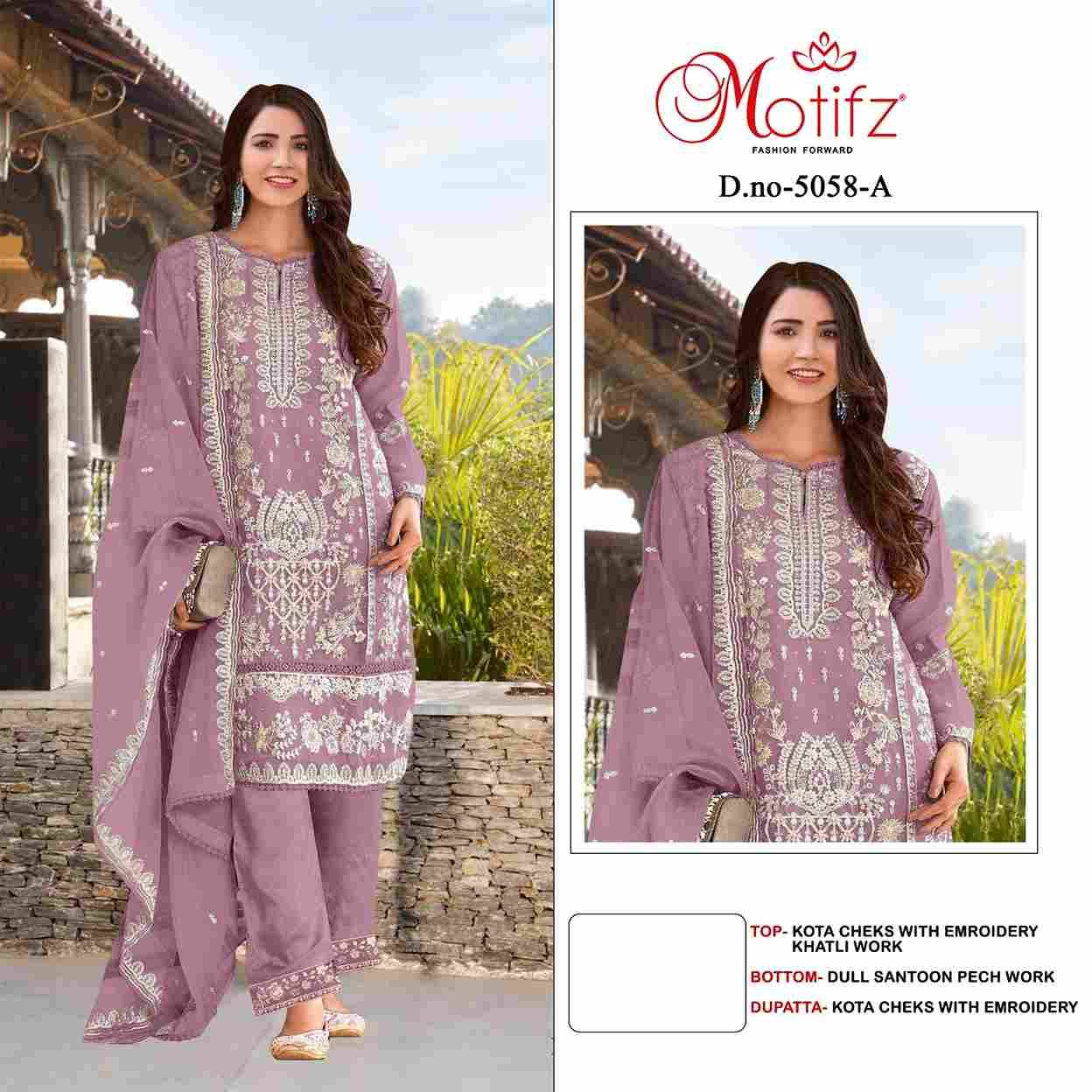 Motifz Hit Design 5058 Colours By Motifz 5058-A To 5058-D Series Beautiful Pakistani Suits Colorful Stylish Fancy Casual Wear & Ethnic Wear Kota Checks Dresses At Wholesale Price