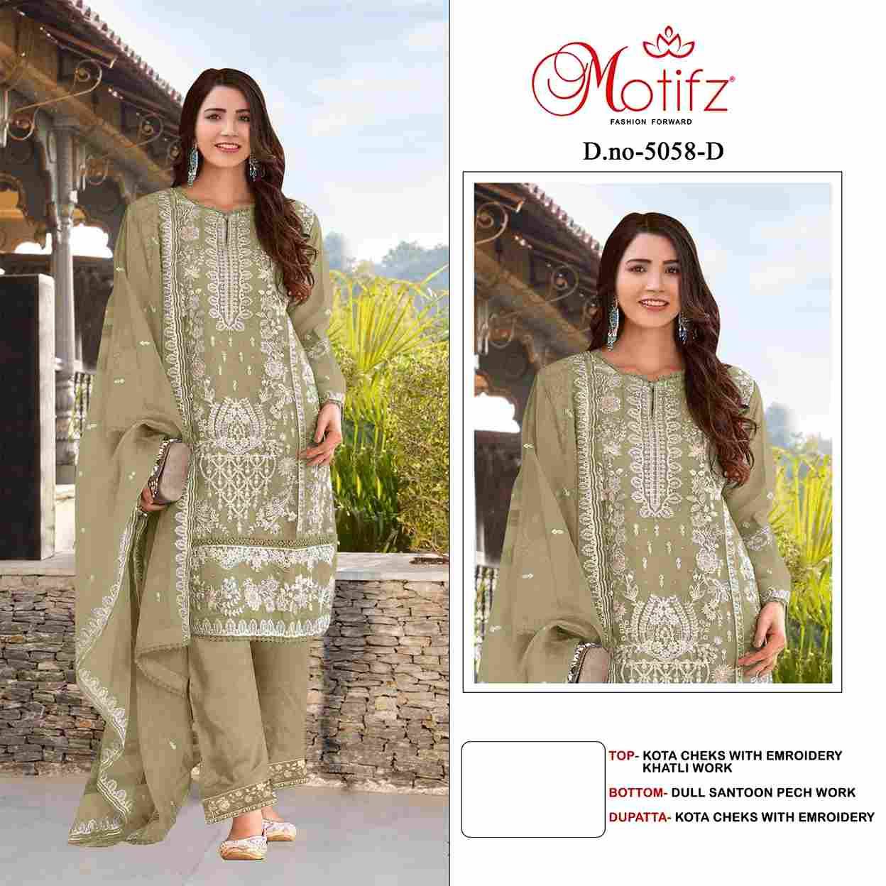 Motifz Hit Design 5058 Colours By Motifz 5058-A To 5058-D Series Beautiful Pakistani Suits Colorful Stylish Fancy Casual Wear & Ethnic Wear Kota Checks Dresses At Wholesale Price
