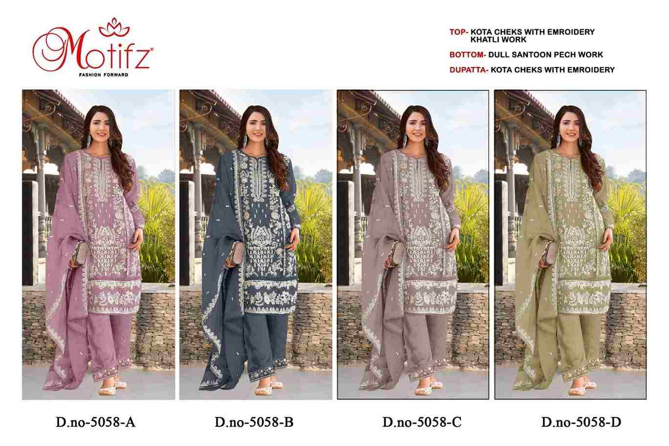 Motifz Hit Design 5058 Colours By Motifz 5058-A To 5058-D Series Beautiful Pakistani Suits Colorful Stylish Fancy Casual Wear & Ethnic Wear Kota Checks Dresses At Wholesale Price