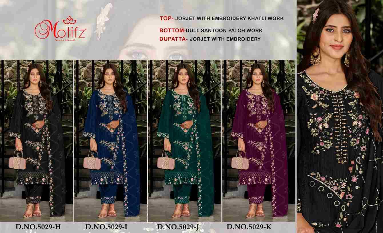 Motifz Hit Design 5029 Colours Vol-3 By Motifz 5029-H To 5029-K Series Beautiful Pakistani Suits Colorful Stylish Fancy Casual Wear & Ethnic Wear Georgette Dresses At Wholesale Price
