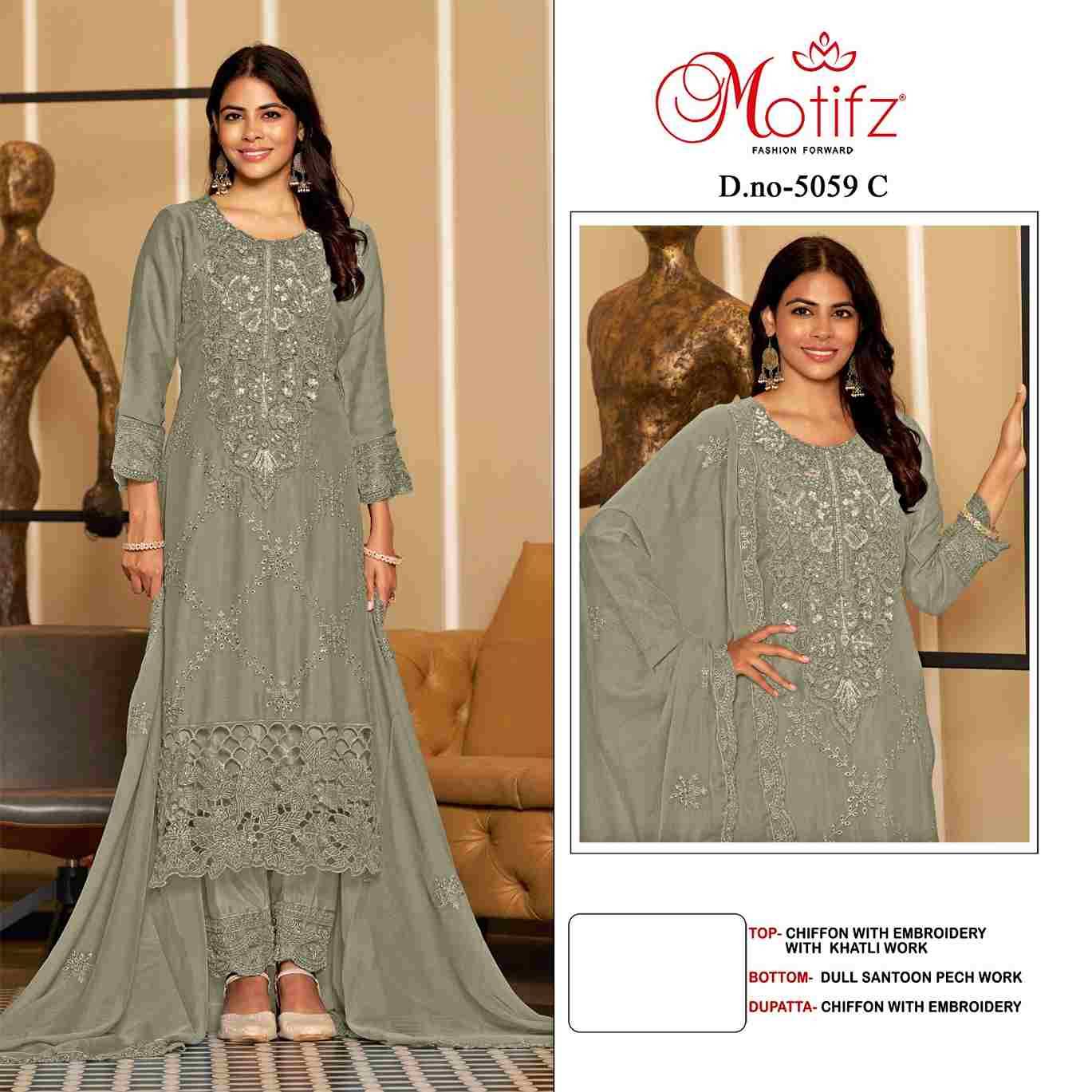 Motifz Hit Design 5059 Colours By Motifz 5059-A To 5059-D Series Beautiful Pakistani Suits Colorful Stylish Fancy Casual Wear & Ethnic Wear Chiffon Dresses At Wholesale Price