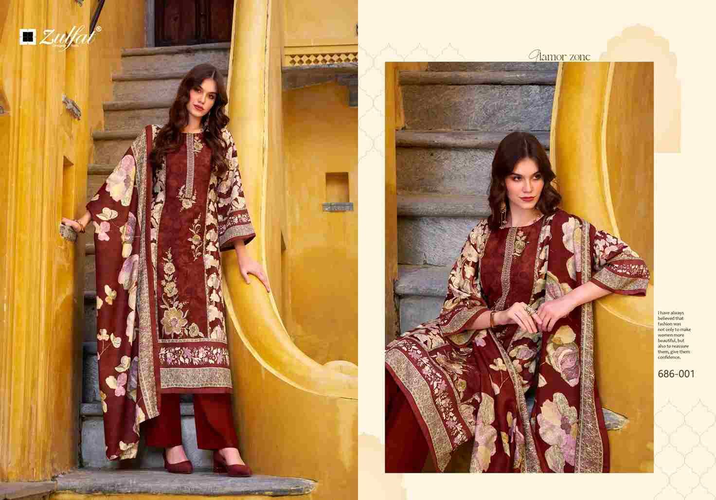 Kalamkaari By Zulfat 686-001 To 686-006 Series Beautiful Festive Suits Stylish Fancy Colorful Casual Wear & Ethnic Wear Pure Pashmina Print Dresses At Wholesale Price
