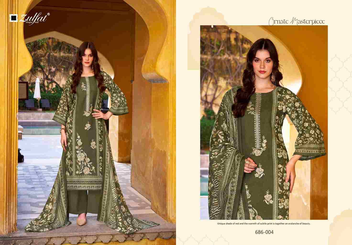 Kalamkaari By Zulfat 686-001 To 686-006 Series Beautiful Festive Suits Stylish Fancy Colorful Casual Wear & Ethnic Wear Pure Pashmina Print Dresses At Wholesale Price