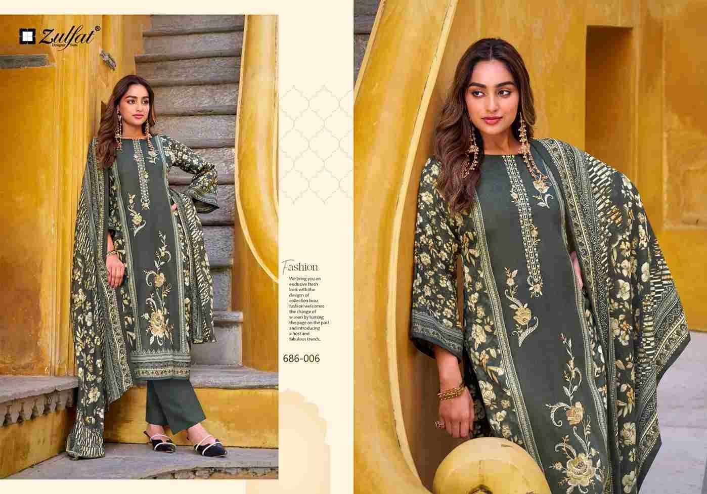 Kalamkaari By Zulfat 686-001 To 686-006 Series Beautiful Festive Suits Stylish Fancy Colorful Casual Wear & Ethnic Wear Pure Pashmina Print Dresses At Wholesale Price
