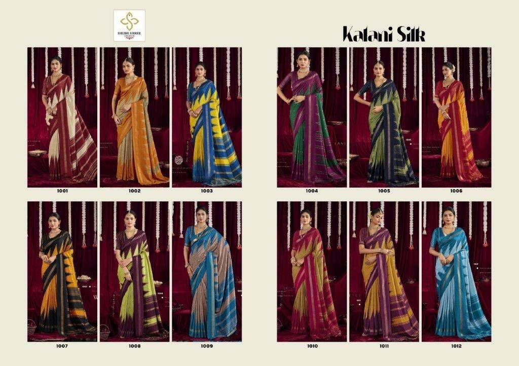 Kalani Silk By Shubh Saree 1001 To 1012 Series Indian Traditional Wear Collection Beautiful Stylish Fancy Colorful Party Wear & Occasional Wear Silk Sarees At Wholesale Price