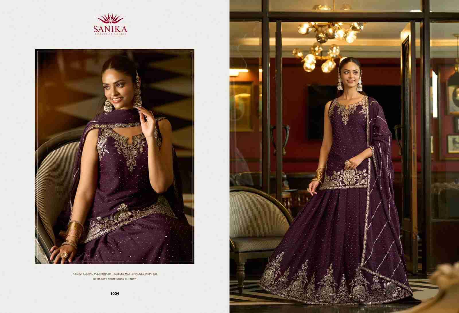 Varnika By Sanika 1001 To 1004 Series Beautiful Sharara Suits Stylish Fancy Colorful Party Wear & Occasional Wear Premium Georgette Silk Dresses At Wholesale Price