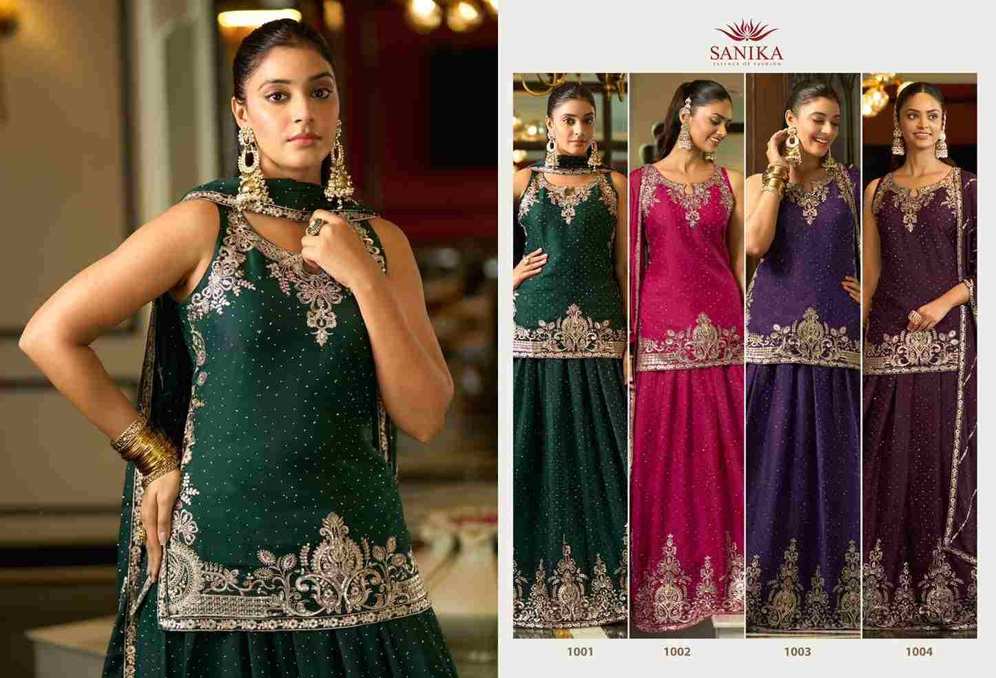 Varnika By Sanika 1001 To 1004 Series Beautiful Sharara Suits Stylish Fancy Colorful Party Wear & Occasional Wear Premium Georgette Silk Dresses At Wholesale Price