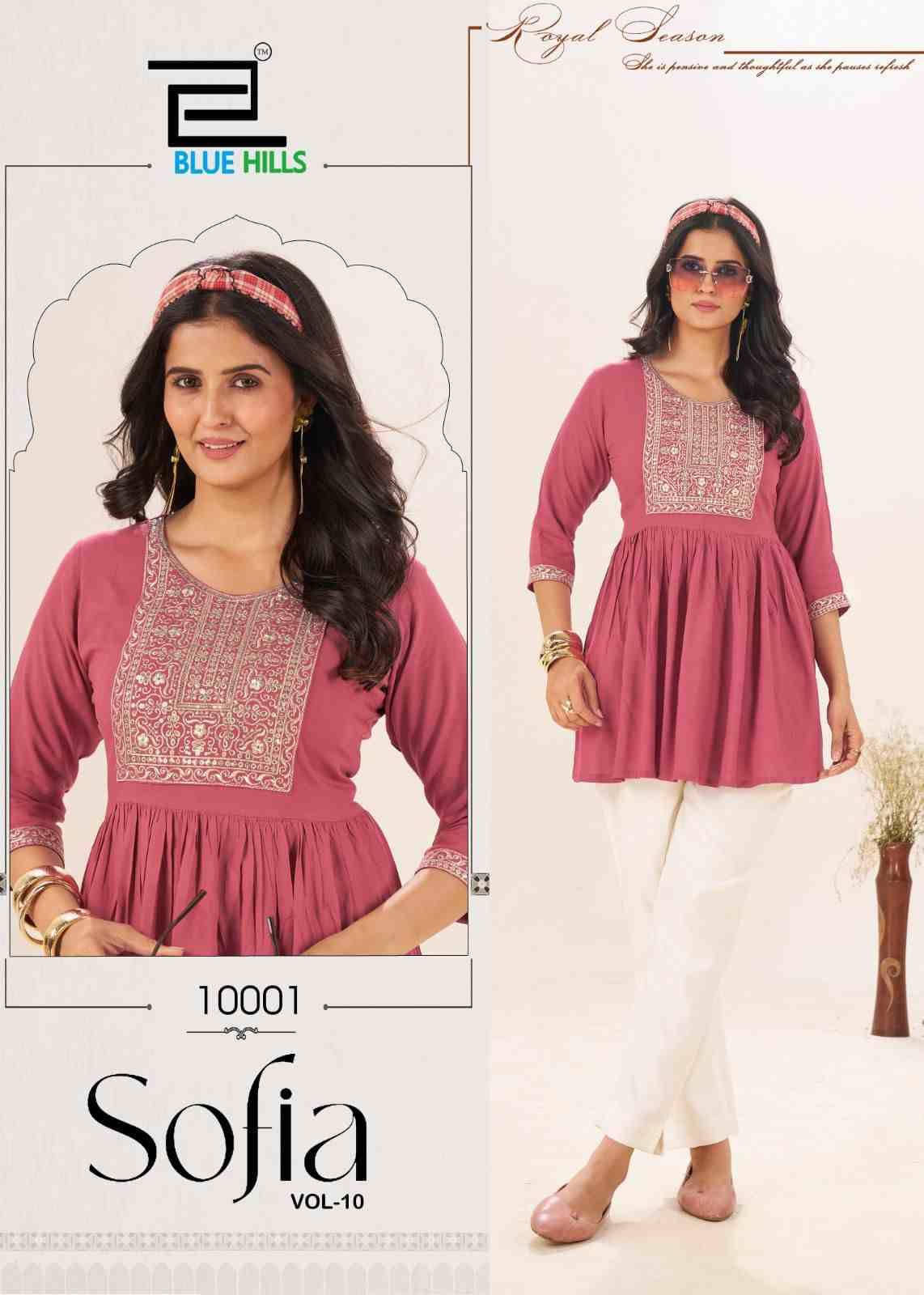 Sofia Vol-10 By Blue Hills 10001 To 10006 Series Designer Stylish Fancy Colorful Beautiful Party Wear & Ethnic Wear Collection Heavy Rayon Tops At Wholesale Price