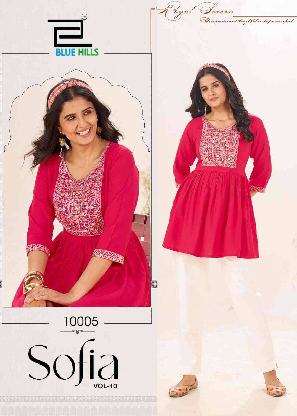 Sofia Vol-10 By Blue Hills 10001 To 10006 Series Designer Stylish Fancy Colorful Beautiful Party Wear & Ethnic Wear Collection Heavy Rayon Tops At Wholesale Price