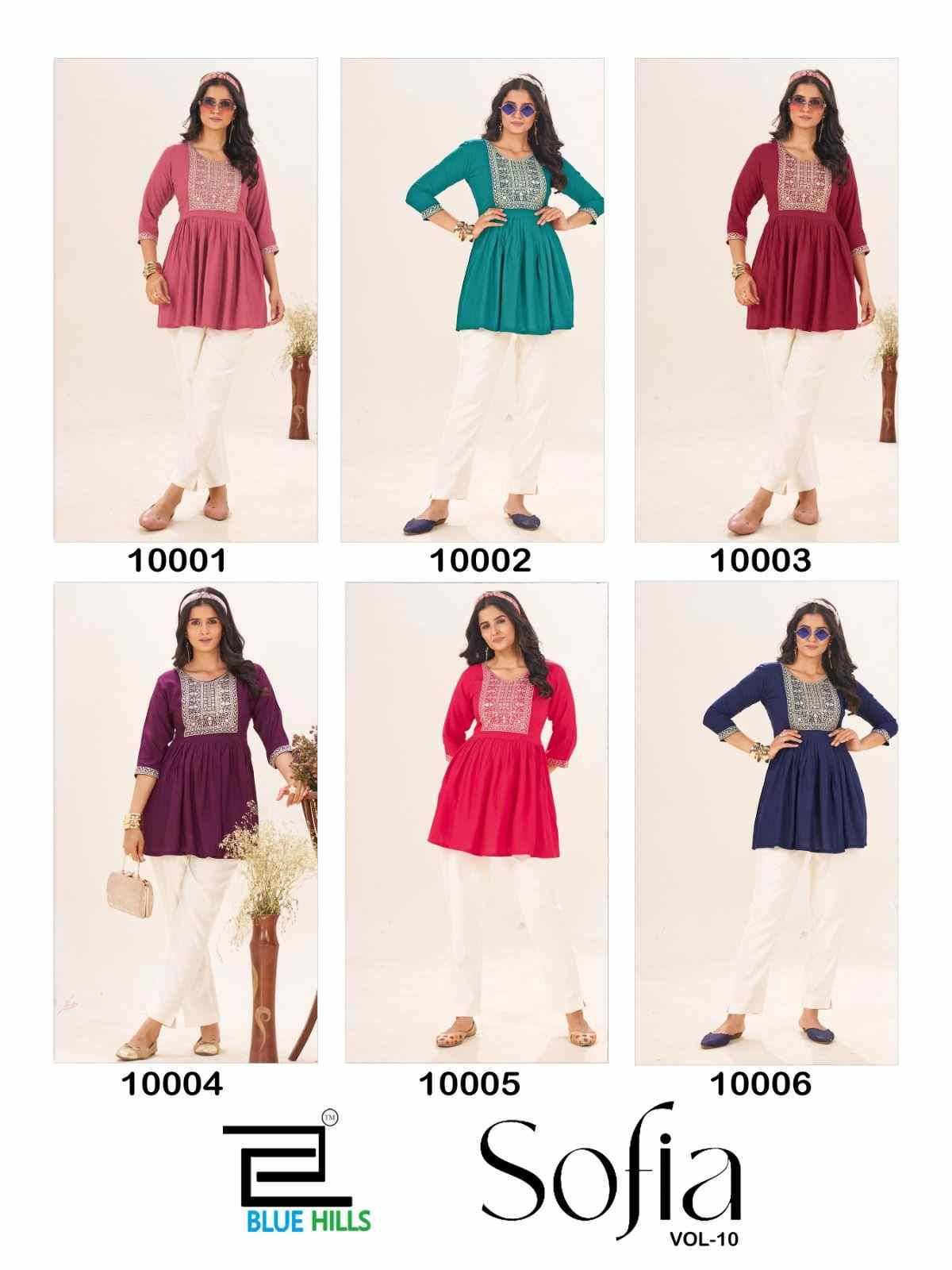 Sofia Vol-10 By Blue Hills 10001 To 10006 Series Designer Stylish Fancy Colorful Beautiful Party Wear & Ethnic Wear Collection Heavy Rayon Tops At Wholesale Price