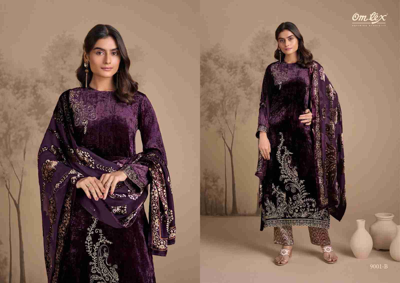 Ritha Vol-32 By Om Tex 9001-A To 9001-D Series Beautiful Festive Suits Colorful Stylish Fancy Casual Wear & Ethnic Wear Viscose Velvet Dresses At Wholesale Price