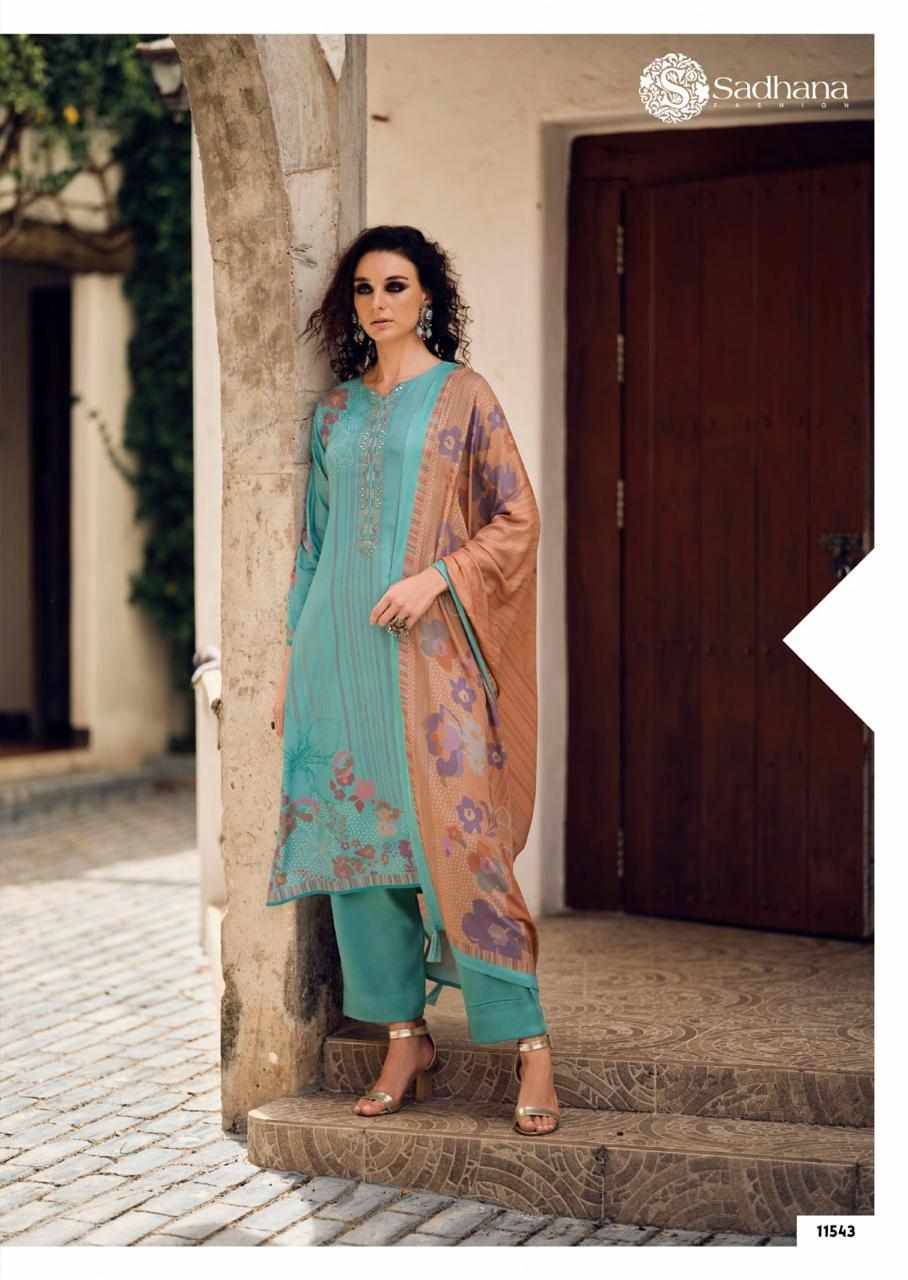Alona By Sadhana Fashion 11542 To 11547 Series Designer Festive Suits Beautiful Fancy Stylish Colorful Party Wear & Occasional Wear Pure Viscose Pashmina Print Dresses At Wholesale Price