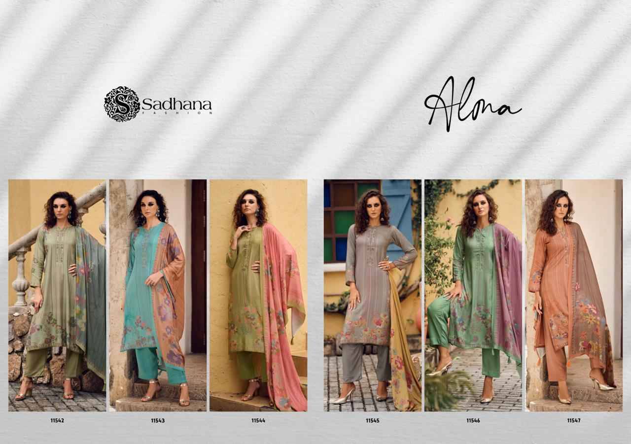 Alona By Sadhana Fashion 11542 To 11547 Series Designer Festive Suits Beautiful Fancy Stylish Colorful Party Wear & Occasional Wear Pure Viscose Pashmina Print Dresses At Wholesale Price
