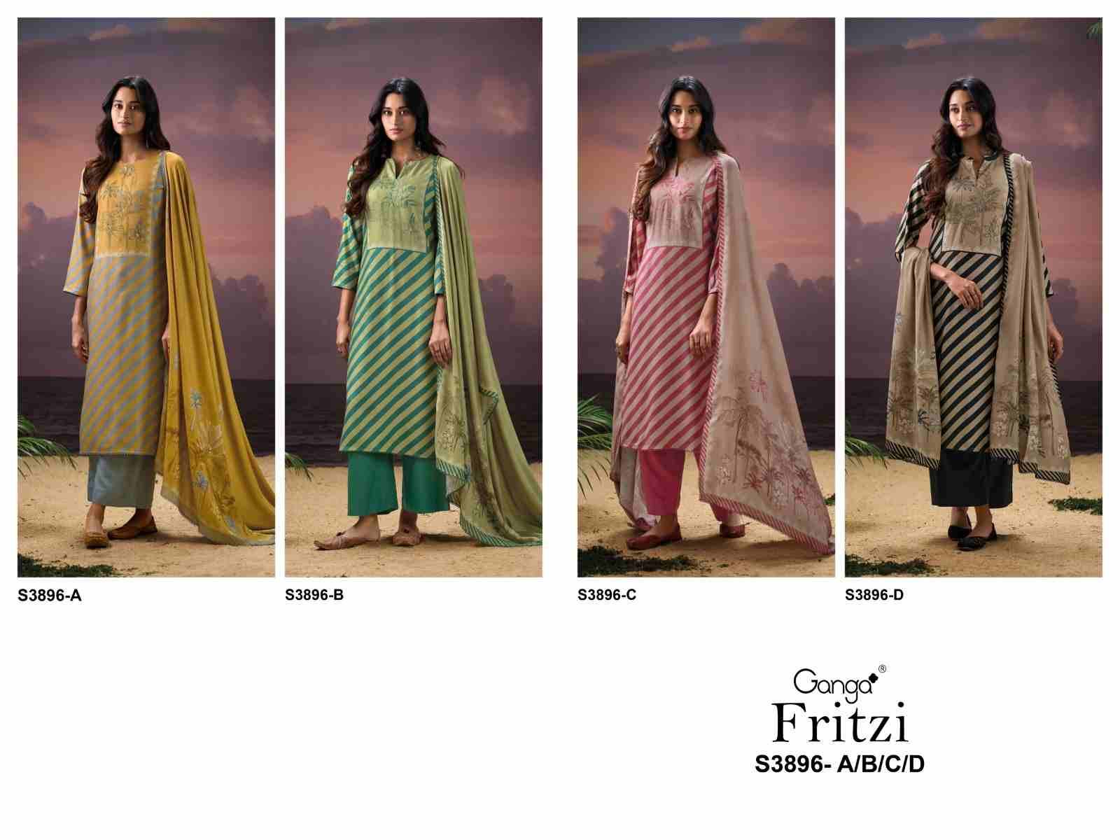 Fritzi-3896 By Ganga Fashion 3896-A To 3896-D Series Beautiful Festive Suits Stylish Colorful Fancy Casual Wear & Ethnic Wear Premium Pashmina Print Dresses At Wholesale Price