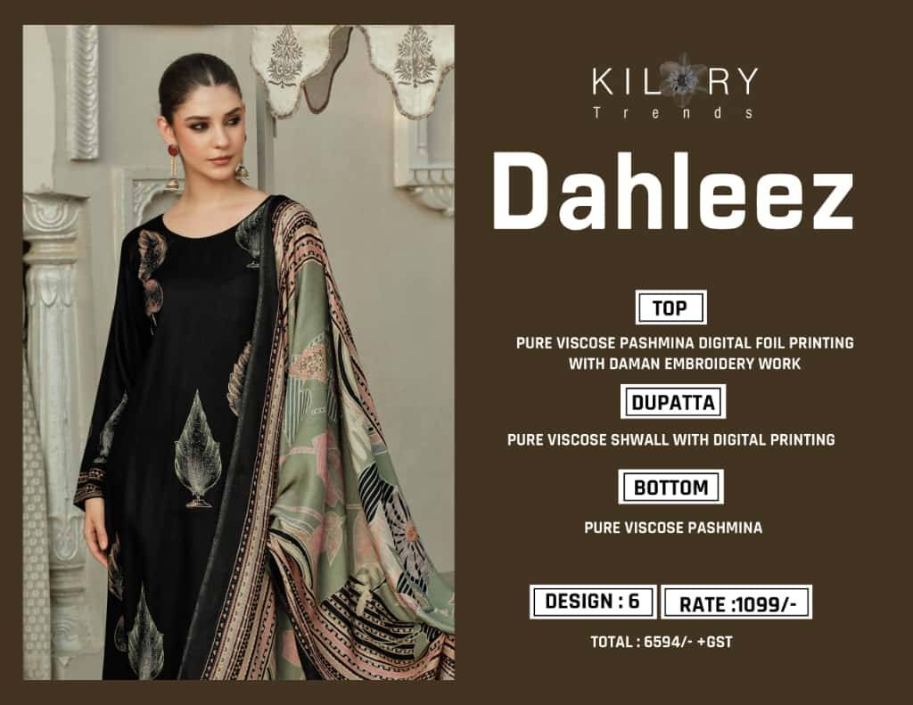 Dahleez By Kilory 2071 To 2076 Series Beautiful Festive Suits Colorful Stylish Fancy Casual Wear & Ethnic Wear Pure Viscose Pashmina Dresses At Wholesale Price
