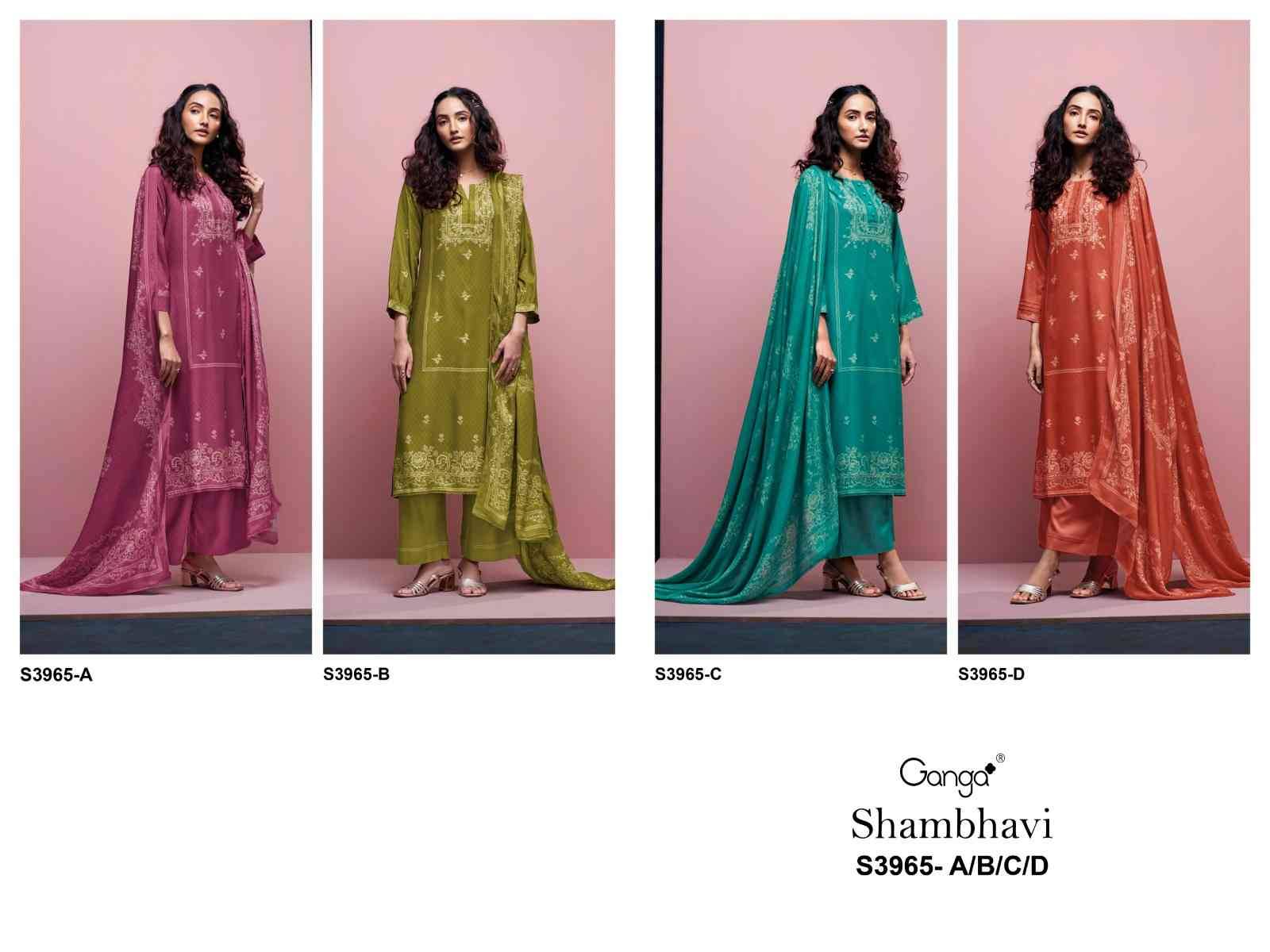 Shambhavi-3965 By Ganga Fashion 3965-A To 3965-D Series Beautiful Festive Suits Stylish Colorful Fancy Casual Wear & Ethnic Wear Premium Pashmina Print Dresses At Wholesale Price