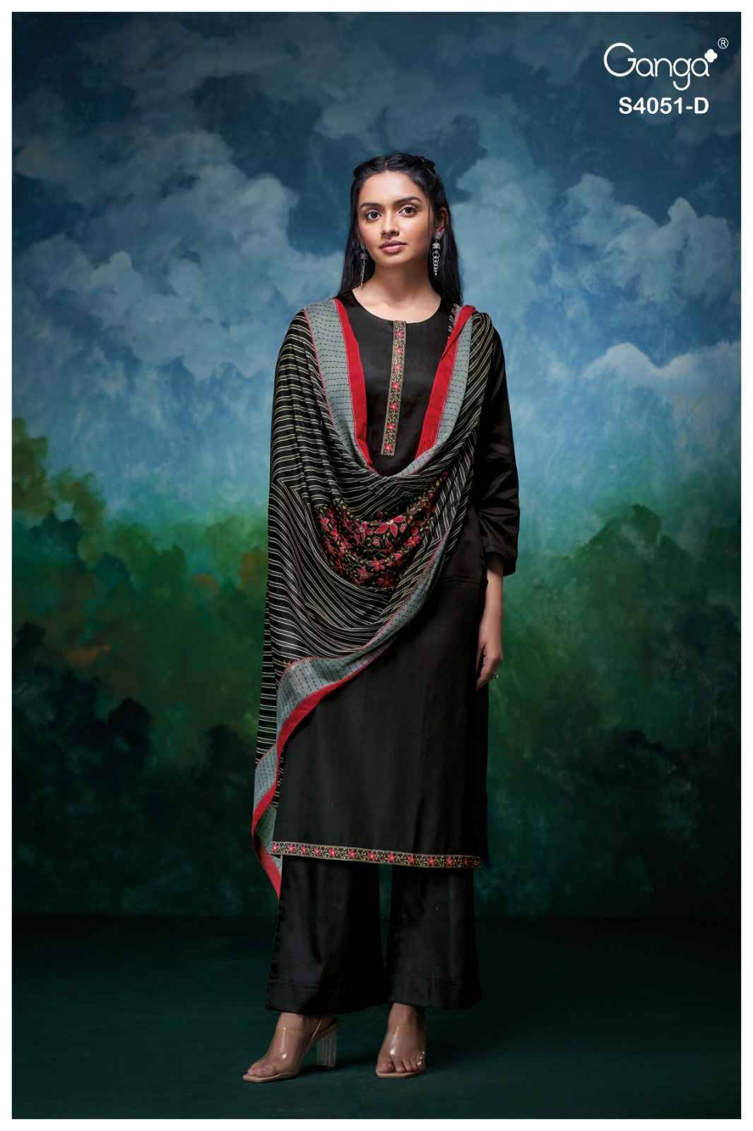 Eshal-4051 By Ganga Fashion 4051-A To 4051-D Series Beautiful Festive Suits Stylish Colorful Fancy Casual Wear & Ethnic Wear Premium Cotton Silk Print Dresses At Wholesale Price
