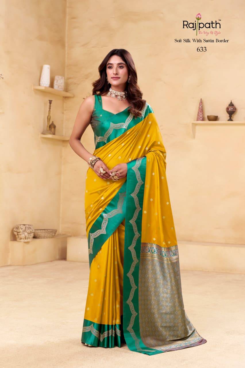 Saraswati Ghat By Rajpath 629 To 636 Series Indian Traditional Wear Collection Beautiful Stylish Fancy Colorful Party Wear & Occasional Wear Soft Satin Silk Sarees At Wholesale Price