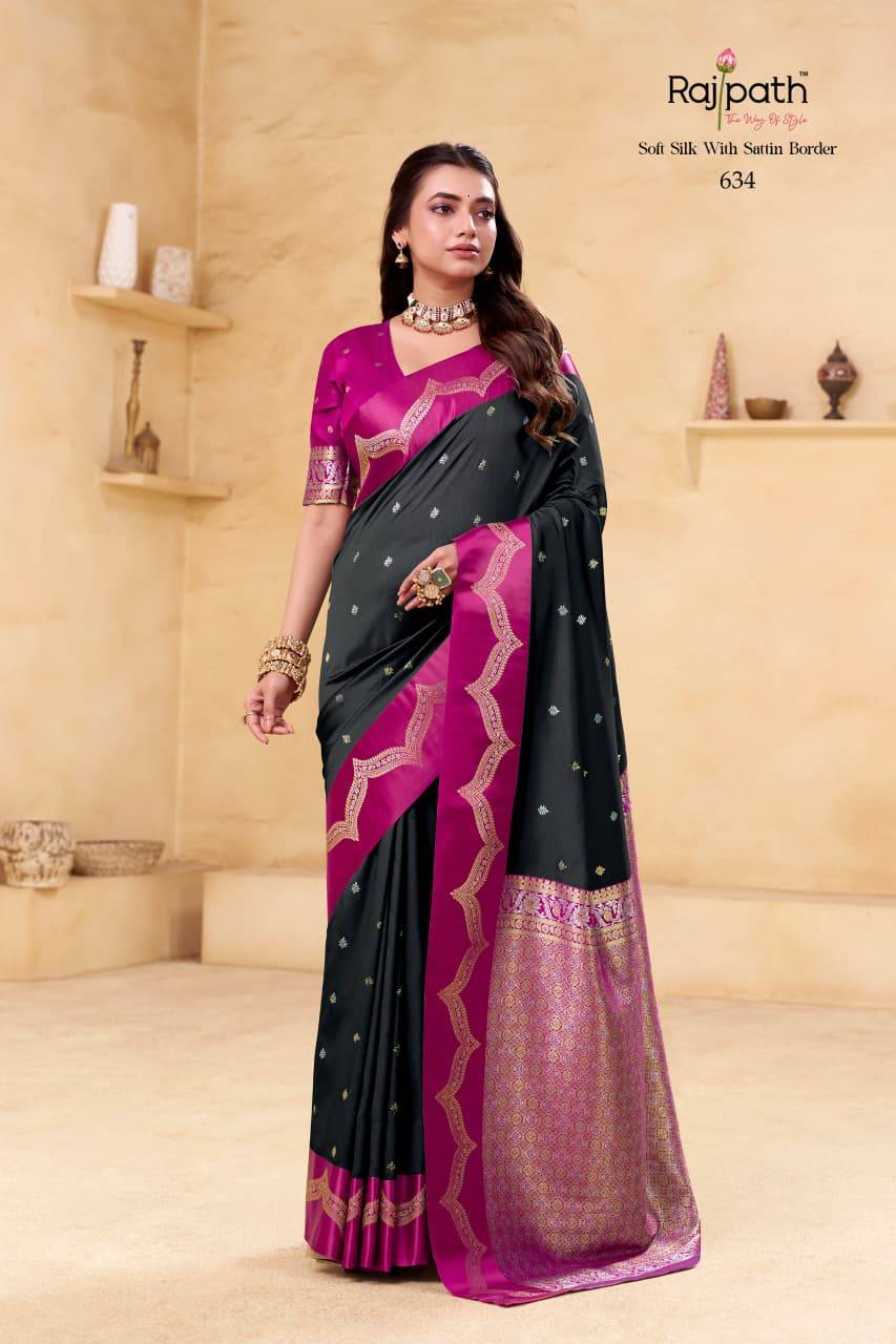 Saraswati Ghat By Rajpath 629 To 636 Series Indian Traditional Wear Collection Beautiful Stylish Fancy Colorful Party Wear & Occasional Wear Soft Satin Silk Sarees At Wholesale Price