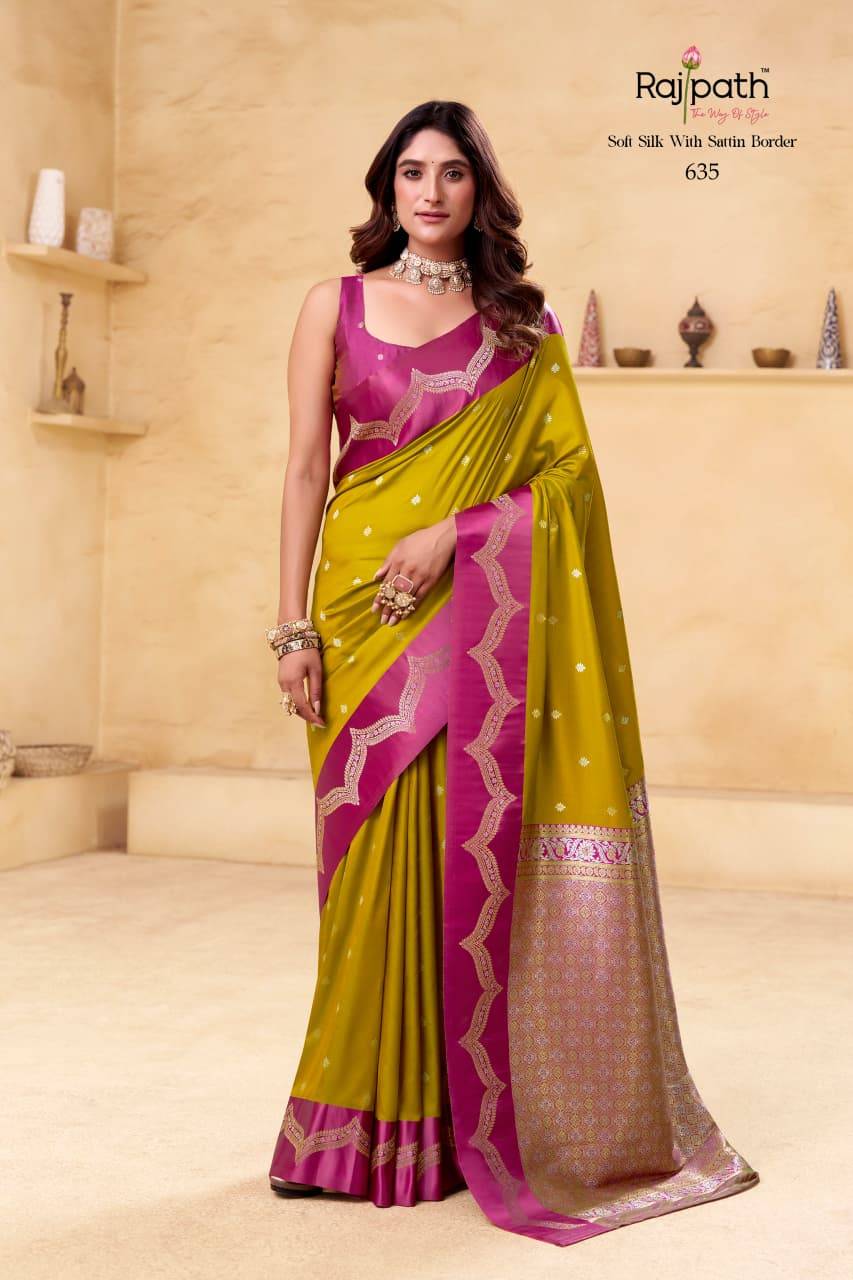 Saraswati Ghat By Rajpath 629 To 636 Series Indian Traditional Wear Collection Beautiful Stylish Fancy Colorful Party Wear & Occasional Wear Soft Satin Silk Sarees At Wholesale Price