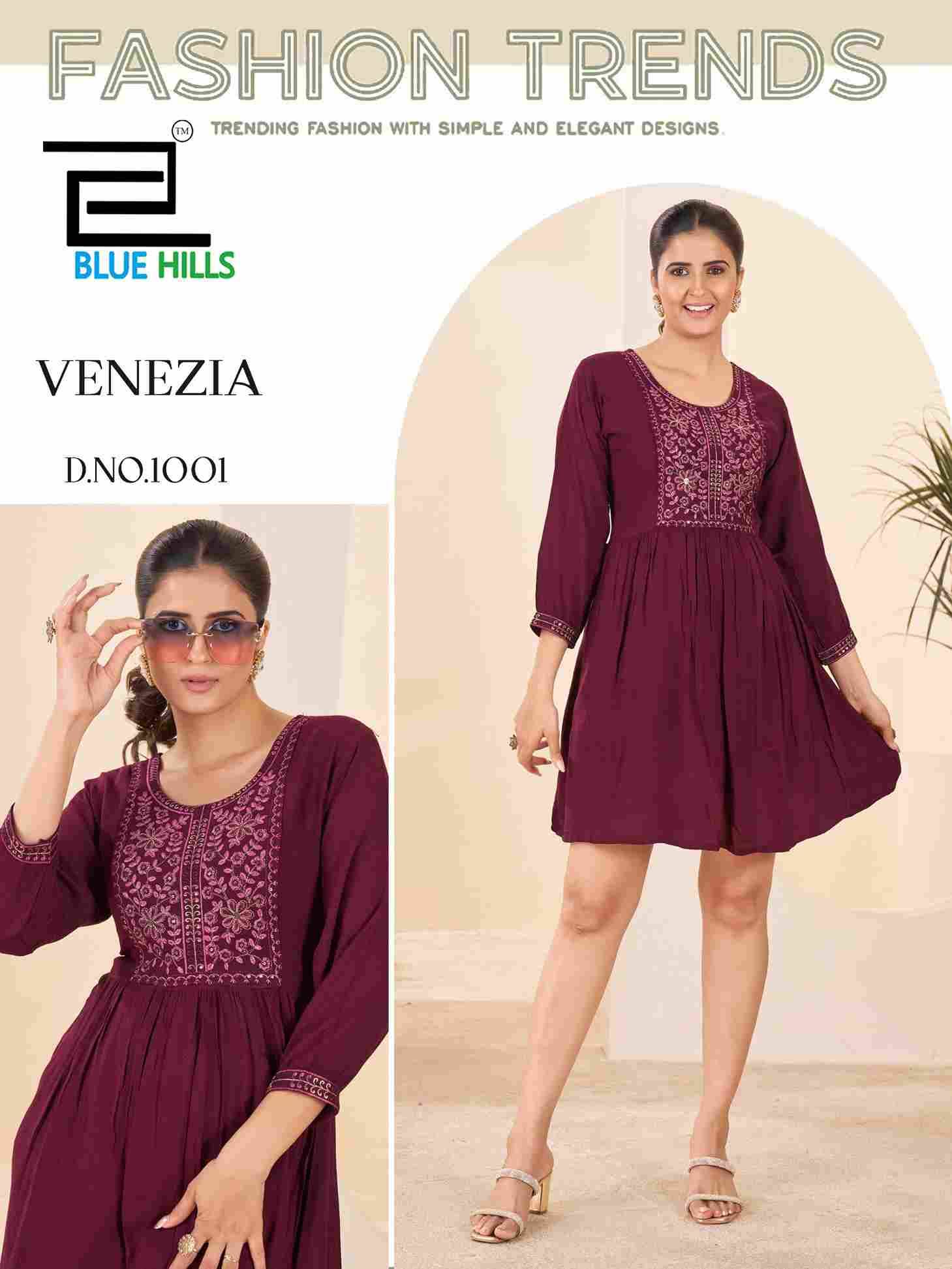 Venezia By Blue Hills 1001 To 1004 Series Designer Stylish Fancy Colorful Beautiful Party Wear & Ethnic Wear Collection Heavy Rayon Kurtis At Wholesale Price