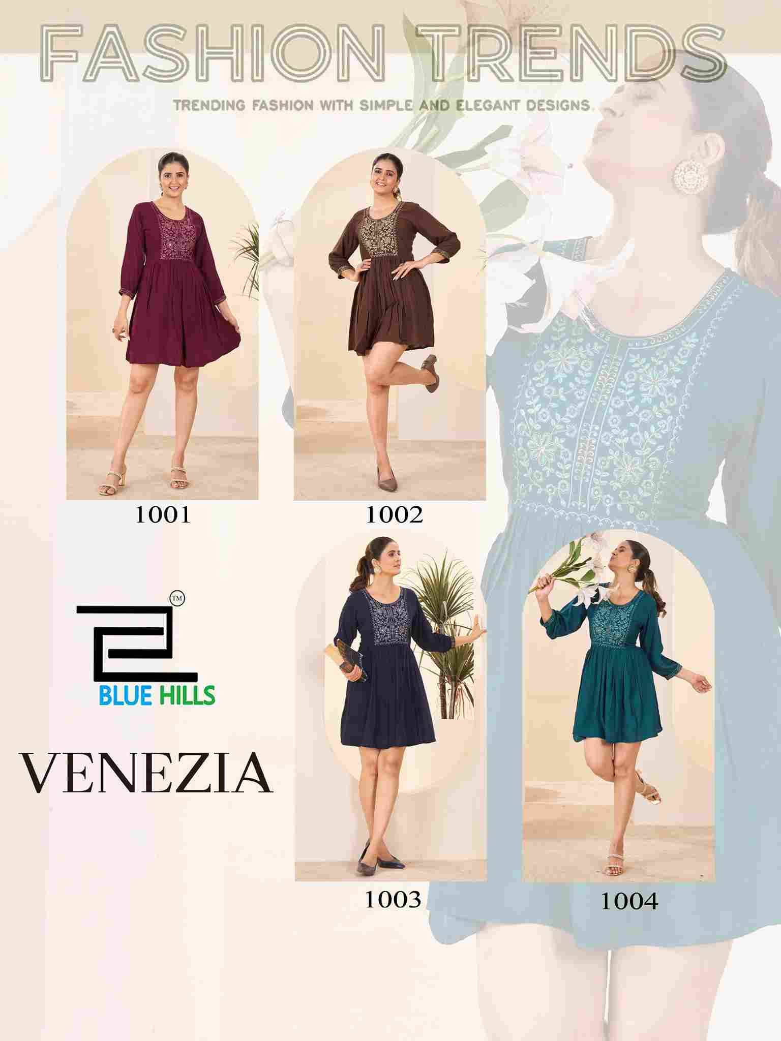 Venezia By Blue Hills 1001 To 1004 Series Designer Stylish Fancy Colorful Beautiful Party Wear & Ethnic Wear Collection Heavy Rayon Kurtis At Wholesale Price