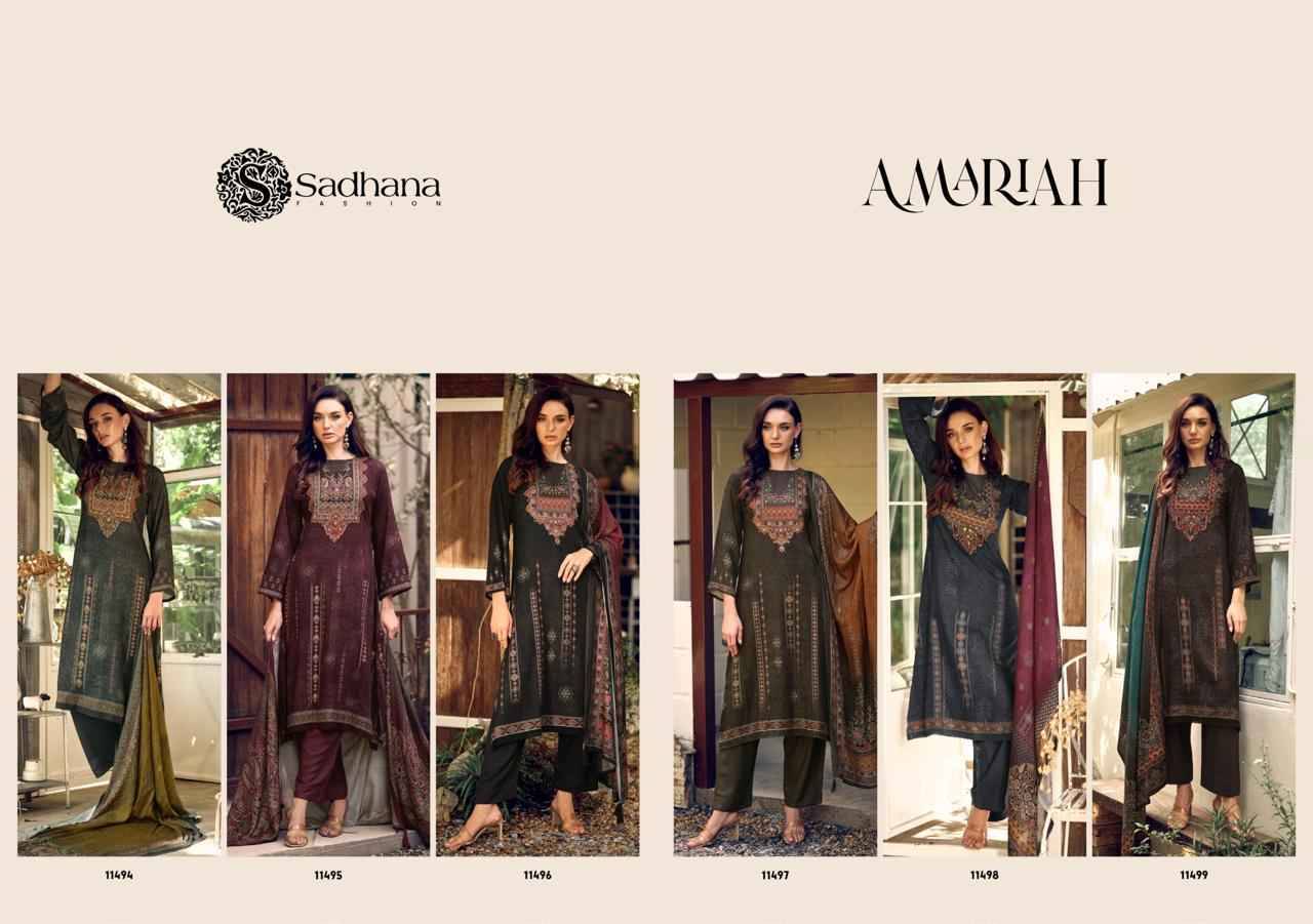 Amariah By Sadhana Fashion 11494 To 11499 Series Designer Festive Suits Beautiful Fancy Stylish Colorful Party Wear & Occasional Wear Pure Viscose Pashmina Print Dresses At Wholesale Price