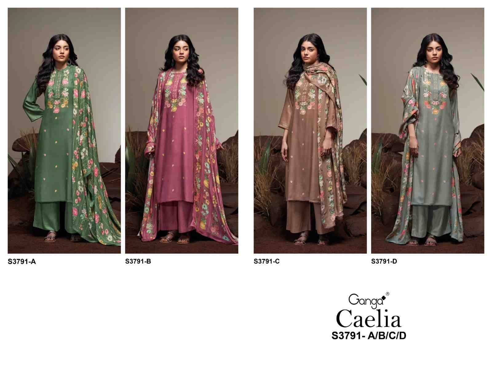 Caelia-3791 By Ganga Fashion 3791-A To 3791-D Series Beautiful Festive Suits Stylish Colorful Fancy Casual Wear & Ethnic Wear Premium Pashmina Print Dresses At Wholesale Price