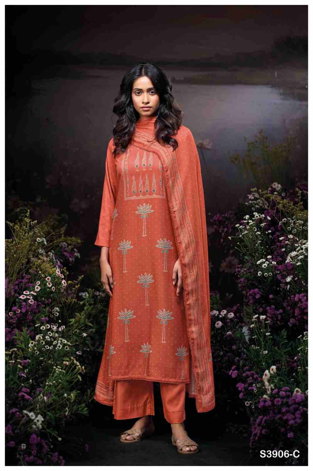 Bailyn-3906 By Ganga Fashion 3906-A To 3906-D Series Beautiful Festive Suits Stylish Colorful Fancy Casual Wear & Ethnic Wear Premium Pashmina Print Dresses At Wholesale Price