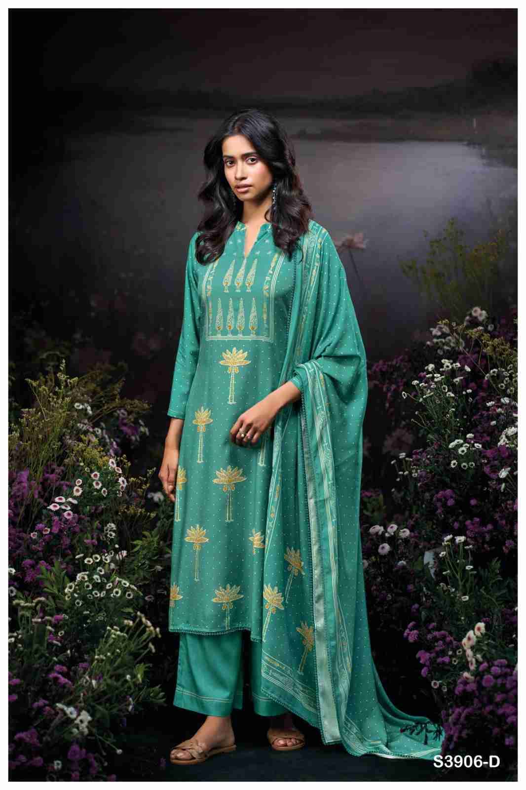 Bailyn-3906 By Ganga Fashion 3906-A To 3906-D Series Beautiful Festive Suits Stylish Colorful Fancy Casual Wear & Ethnic Wear Premium Pashmina Print Dresses At Wholesale Price