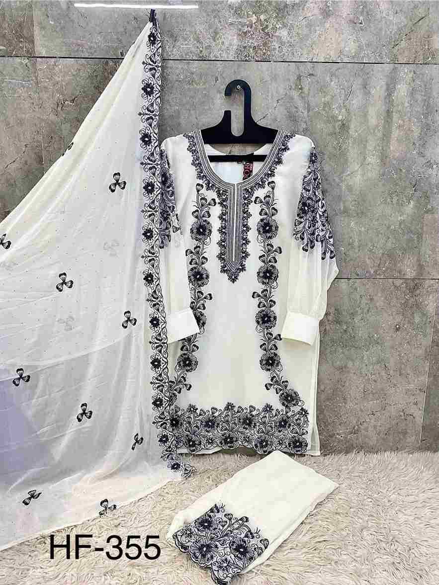 Hoor Tex Hit Design HF-355 Colours By Hoor Tex HF-355-A To HF-355-B Series Designer Festive Pakistani Suits Collection Beautiful Stylish Fancy Colorful Party Wear & Occasional Wear Heavy Georgette With Embroidered Dresses At Wholesale Price